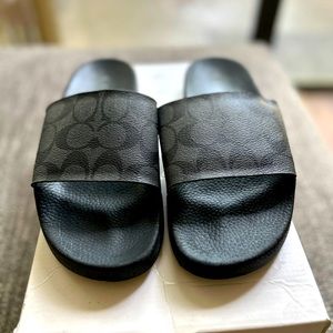 Charcoal/Black Coach Sport Slides size 8 women